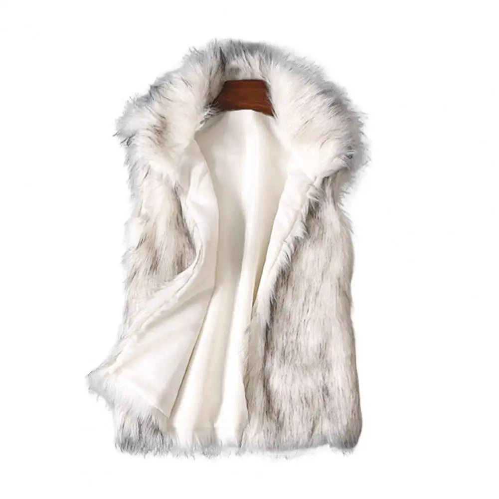 Trendy Fluffy Waistcoat Loose Women Vest Single-breasted Winter Thermal Warm Thickened Faux Fur Vest Jacket  Coldproof