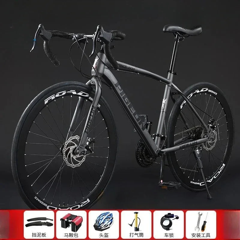 27-speed curved road bicycle high carbon steel frame Road Racing Bike 700C variable speed shock absorption City bike aldult