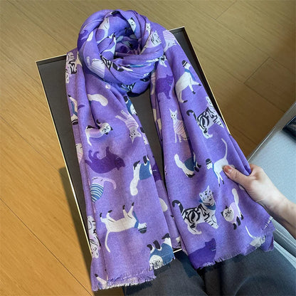 Cartoon Dachshund Dog Pattern Fringe Viscose Scarf Poodle Print Soft Voile Shawls and Wraps Pashmina Muslim Hijab Sjaal 180*90Cm