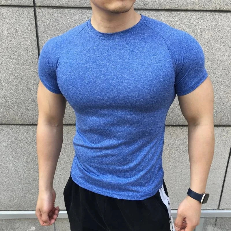 2024 New Men Summer Short Sleeve Fitness T Shirt Running Sport Gym Compression T Shirt Workout Casual High Quality Tops Clothing