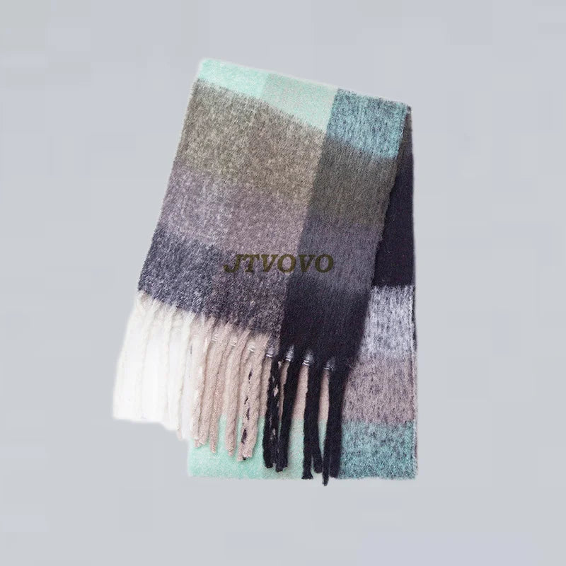 Fashion New Korea Styles Cashmere Scarf Winter Women Warm Thick Shawl Wraps Female Pashmina Long Tassel Foulard Blanket