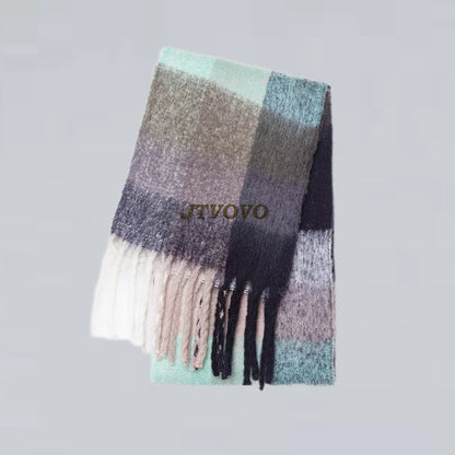 Fashion New Korea Styles Cashmere Scarf Winter Women Warm Thick Shawl Wraps Female Pashmina Long Tassel Foulard Blanket