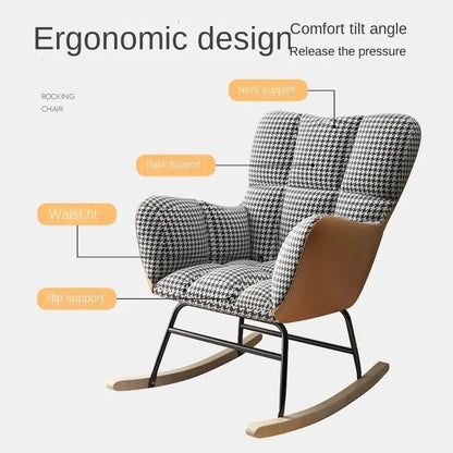 X&D Light Luxury Rocking Chair Sofa Leisure Living Room Nordic Lazy Lounge Chair Solid Wood Leisure Balcony Home Relaxation Sofa