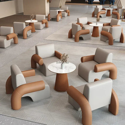 Negotiate Table and Chair Combinations, Light Luxury Modern Reception Tables, Beauty Salons, Reception Chairs, Sales Offices