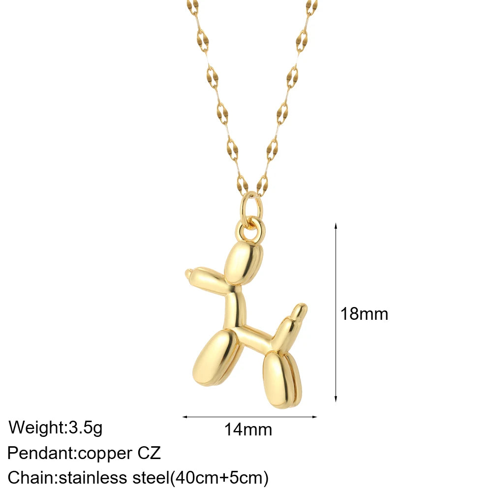 Heart Evil Blue Eye Sun Necklace for Women Cute Dog Bee Elephant Gold Color Pendant Woman's Collars Long Stainless Steel Chains