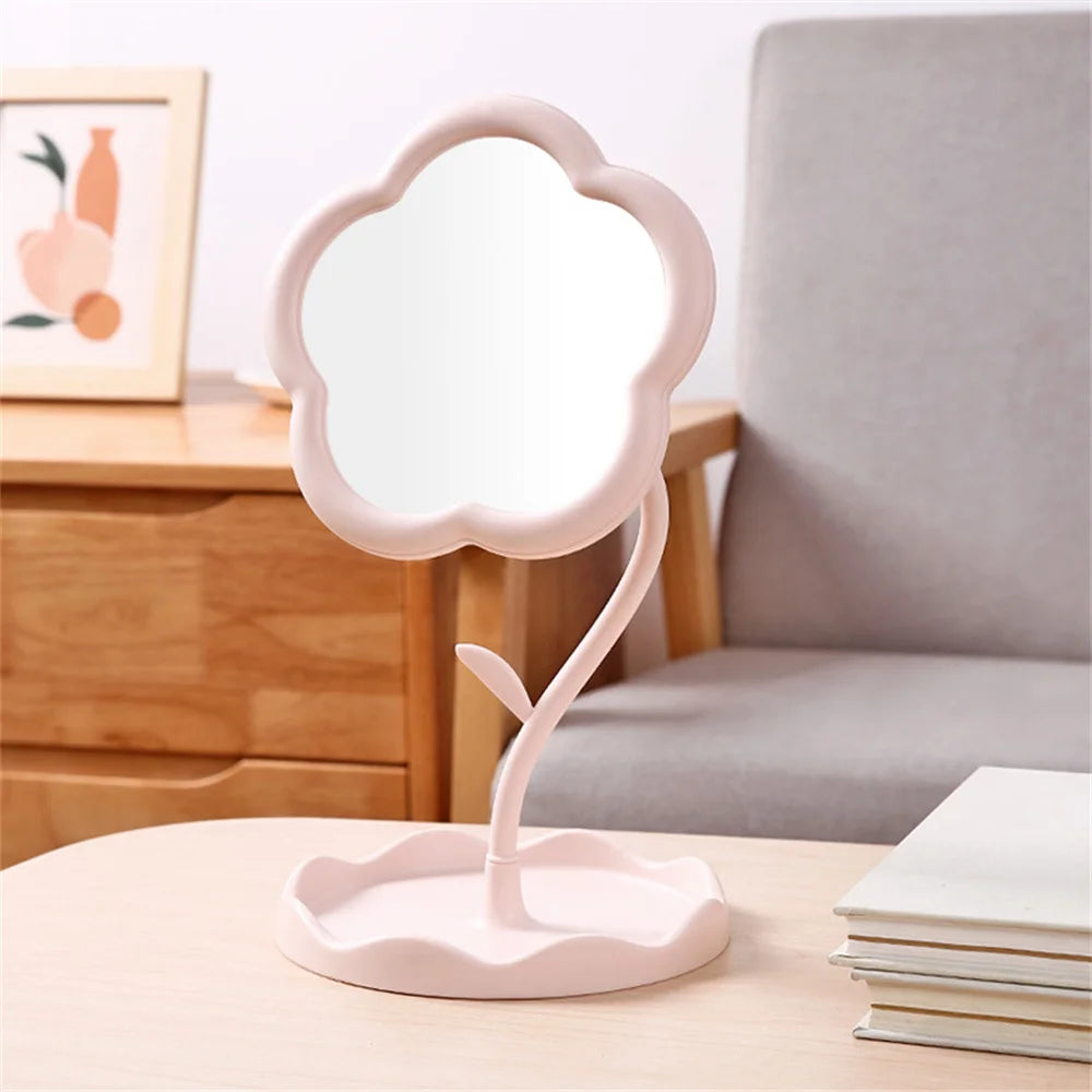 Desktop Makeup Mirror Sunflower Shaped Cute Dressing Mirror Detachable Hanging Jewelry High-definition Makeup Mirrors Home Decor