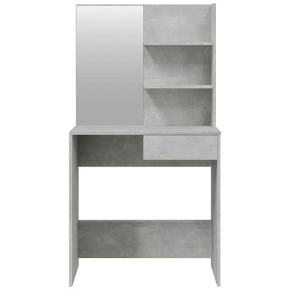 Table with mirror gray concrete 74,5x40x141 cm Modern dresser room furniture girl bedroom bedside cabinet storage vanity makeup