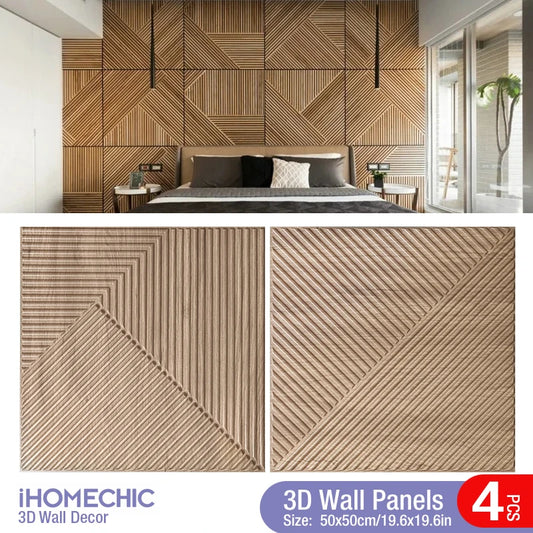 4pcs 50cm Wood grain 3D Stereo Wall Panel Diamond Not self-adhesive tile wall sticker waterproof living room Bathroom wall paper