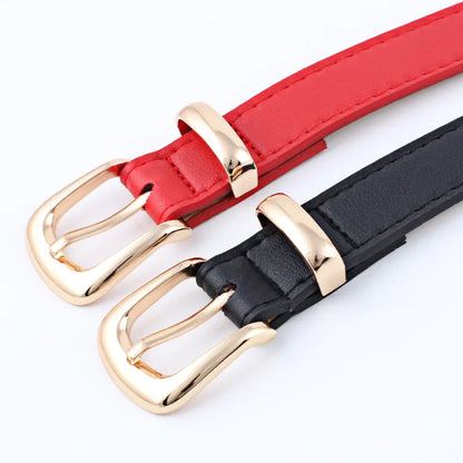 2.4X105cm  Women Belts PU Leather Simple Metal Buckle Belt Girls Dress Jean Pants Waistband Belts for Lady Luxury Designer Brand