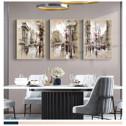 Prints Posters 3 Piece Abstract City Street Landscape Pictures For Living Room Wall Art Framework Canvas Paintings Home Decor HD