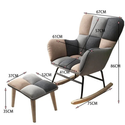 X&D Light Luxury Rocking Chair Sofa Leisure Living Room Nordic Lazy Lounge Chair Solid Wood Leisure Balcony Home Relaxation Sofa