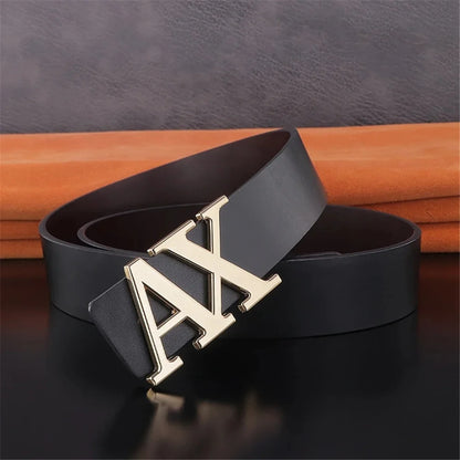 Men Belt Fashionable Simple Letter AX Buckle Male Belt for Men 3.8cm Good Quality