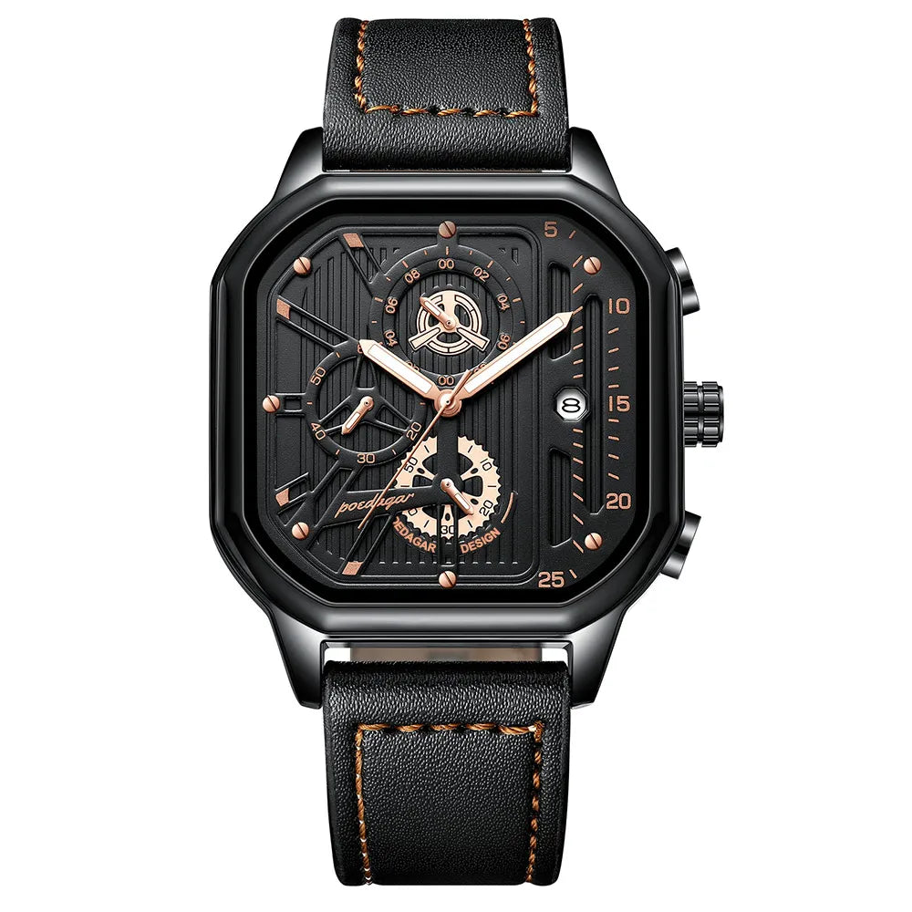 POEDAGAR Luxury Casual Men's Watch Fashion Sports Chronograph Leather Watches Waterproof Luminous Military Men Wristwatch Gift