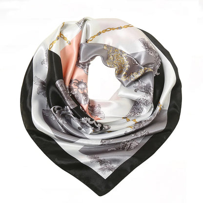 Floral Print Silk Square Scarf Women Soft Satin Kerchief Hairband Neckerchief Head Hijab Lady Headband Foulard Bag Ribbon