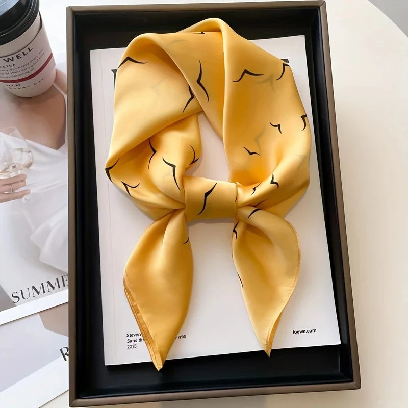 Fashion Luxury Brand 70cm Silk Square Scarf Women Satin Neck Tie Female Hair Bandana Headkerchief Shawl Wrap Hijab Echarpe