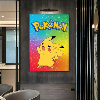 1PC Pokemon Pikachu Painting Cartoon Print Poster Paper Waterproof HD Sticker Bedroom Entrance Home Living Room Bar Wall Decor