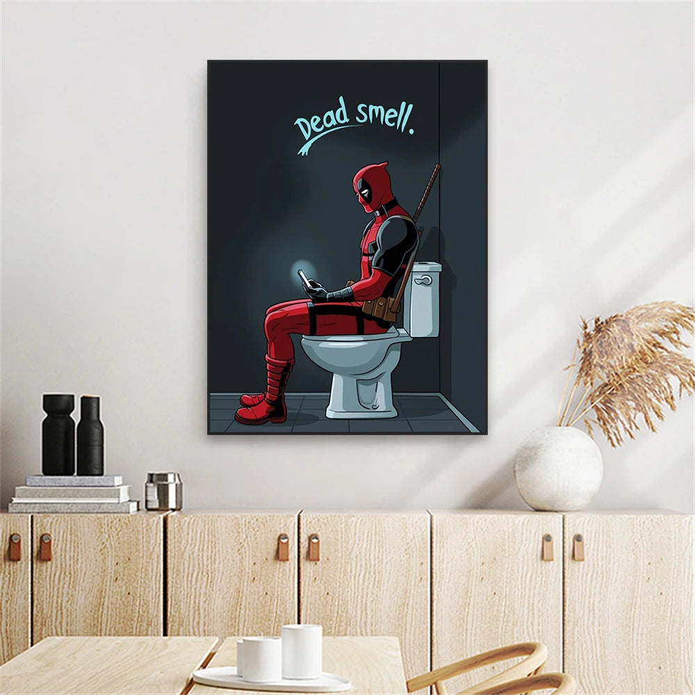 Funny Disney Deadpool Wall Poster Superhero Bathroom Wall Art Canvas Paintings Colourful Prints Home Toilet Room Decoration