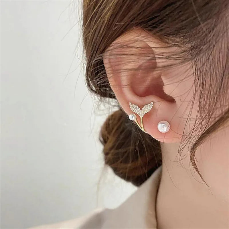 Korean Fashion Shiny Zircon Four Claws Stud Earrings for Women Dainty Ear Studs Girls Birthday Party Wedding New Fashion Jewelry