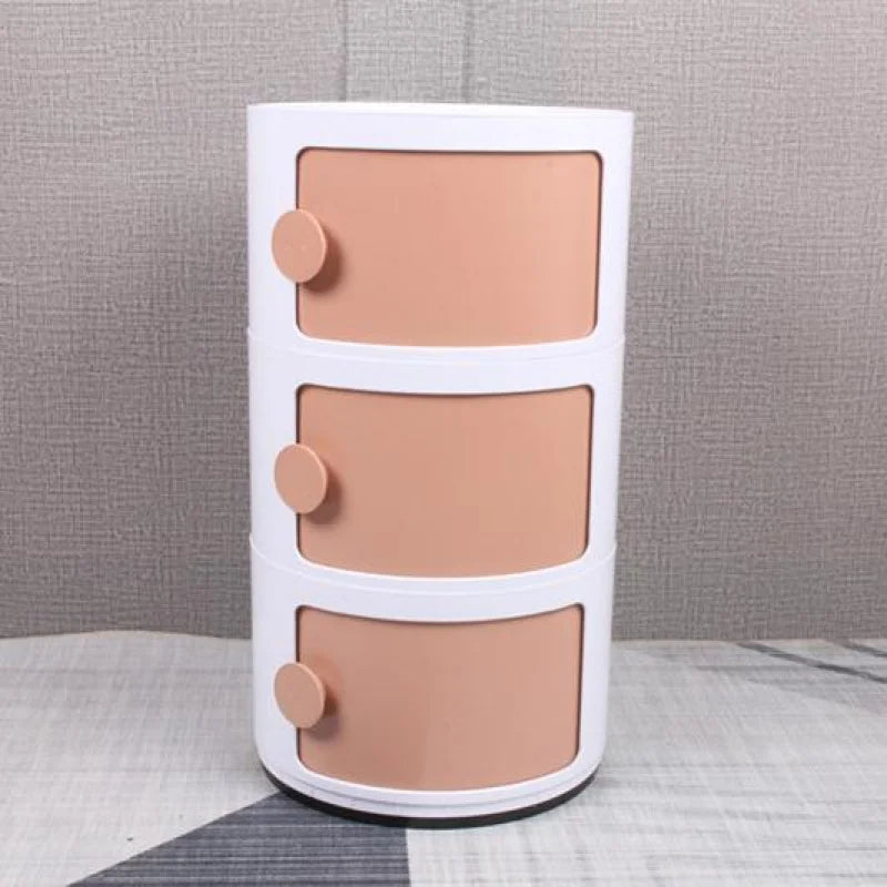 Nordic Bedside Table White Plastic Creative Small Cabinet Modern Simple Mini Simple round Storage Organizer Side Cabinet