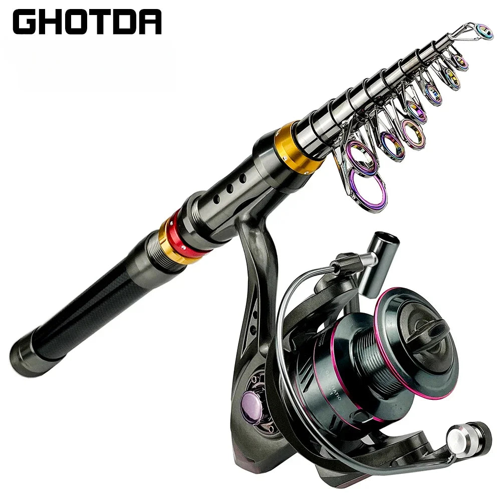 Fishing Rod and Reel Set Superhard Telescopic Fishing Rod 1.8-3.6m Spinning Reel 1000 2000 3000 Fishing Rod with Reel Pesca