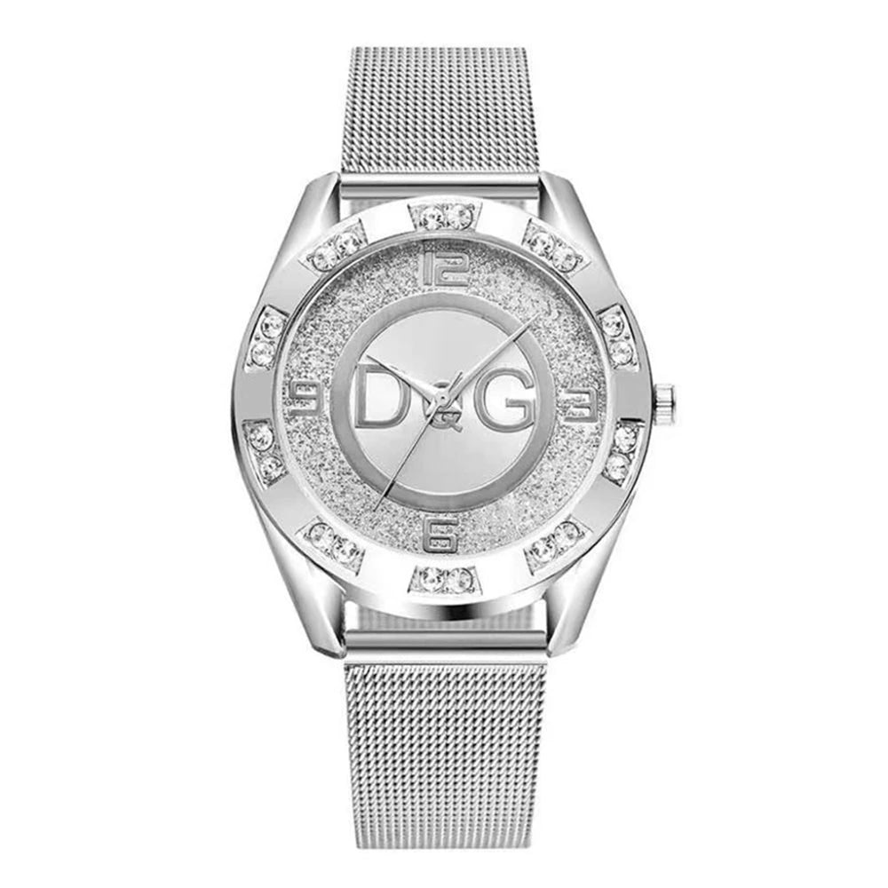 Fashion DQG Brand Starry Sky Diamond encrusted Women's Quartz Watch Casual Stainless Steel Gold Mesh Strap Women's Dress Watches