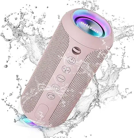 Ortizan Portable Bluetooth Speakers with Bass Boost,IPX7 Waterproof,Suporrt TF Card/AUX,RGB Lights,30H Playtime,24W Loud Drivers