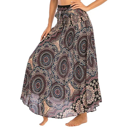 Fashion Skirts Women Clothes Roupas Saia Bottom Women Skirt New Sexy Woman Long Jupe Bohemian Boho Flowers Elastic Waist Faldas