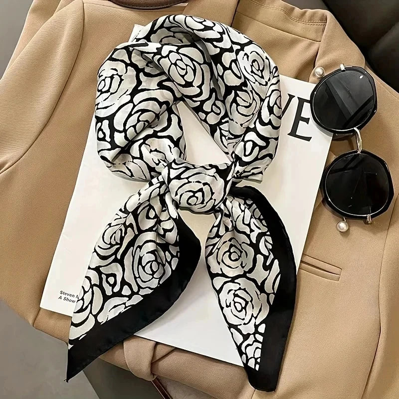 Fashion Luxury Brand 70cm Silk Square Scarf Women Satin Neck Tie Female Hair Bandana Headkerchief Shawl Wrap Hijab Echarpe