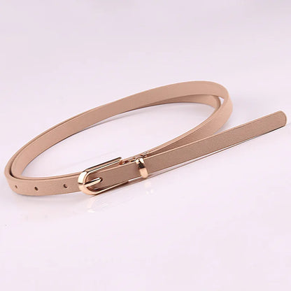 Fashion Black Blue White Pink Red Women Belts Thin Skinny Waistband Pin Buckle Adjustable Belt Summer Dress Jeans Strap Pu Belts