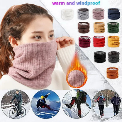 New Winter Women Men Knitted Plush Thicken Warm Scarf Adult Unisex Solid Color Outdoor Windproof Fleece Scarf Female Soft Scarf