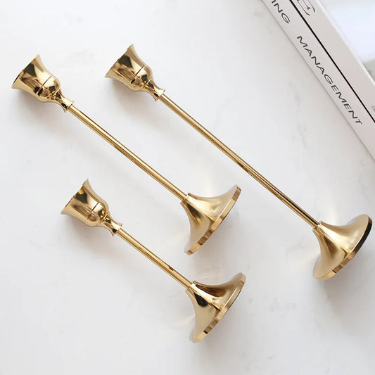 3Pcs/Set European style Metal Candle Holders Simple Golden Wedding Decoration Bar Party Living Room Decor Candlestick Home Decor