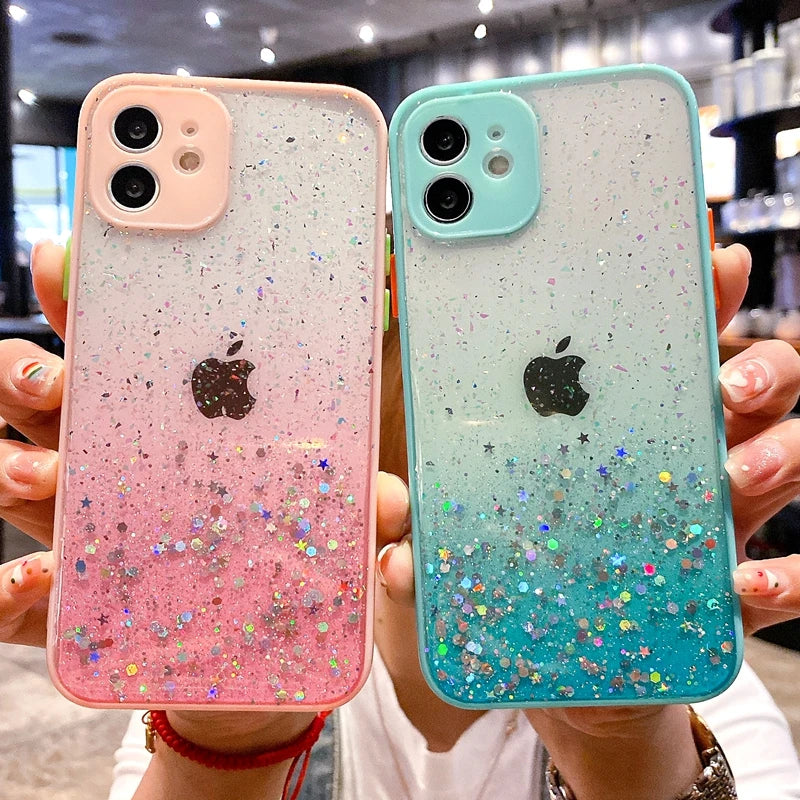 Luxury Glitter Candy Transparent Phone Case For iPhone 11 12 13 Pro Max XS X XR 7 8 Plus SE 2020 Mini Shockproof Cases Cover