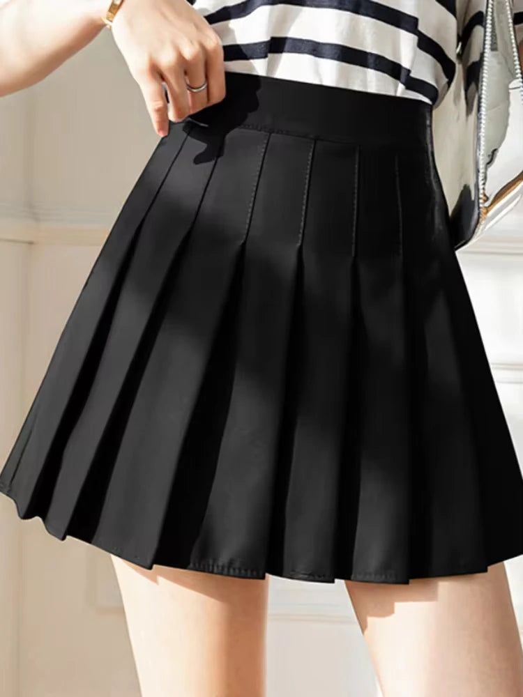 2024 White Women Pleated Skirts Summer High Waist Zipper Girls Dancing JK Mini Skirts Black Fashion Student A Line Faldas