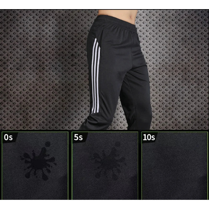 Quick Dry Mens Sports Soccer Football Training Pants With Zipper Pockets Running Jogging Long Pants