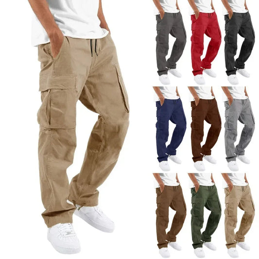 2023 Amazon Summer New Men's Cargo Pants Independent Standout Foreign Trade Pull String Multi-pocket Casual Trousers