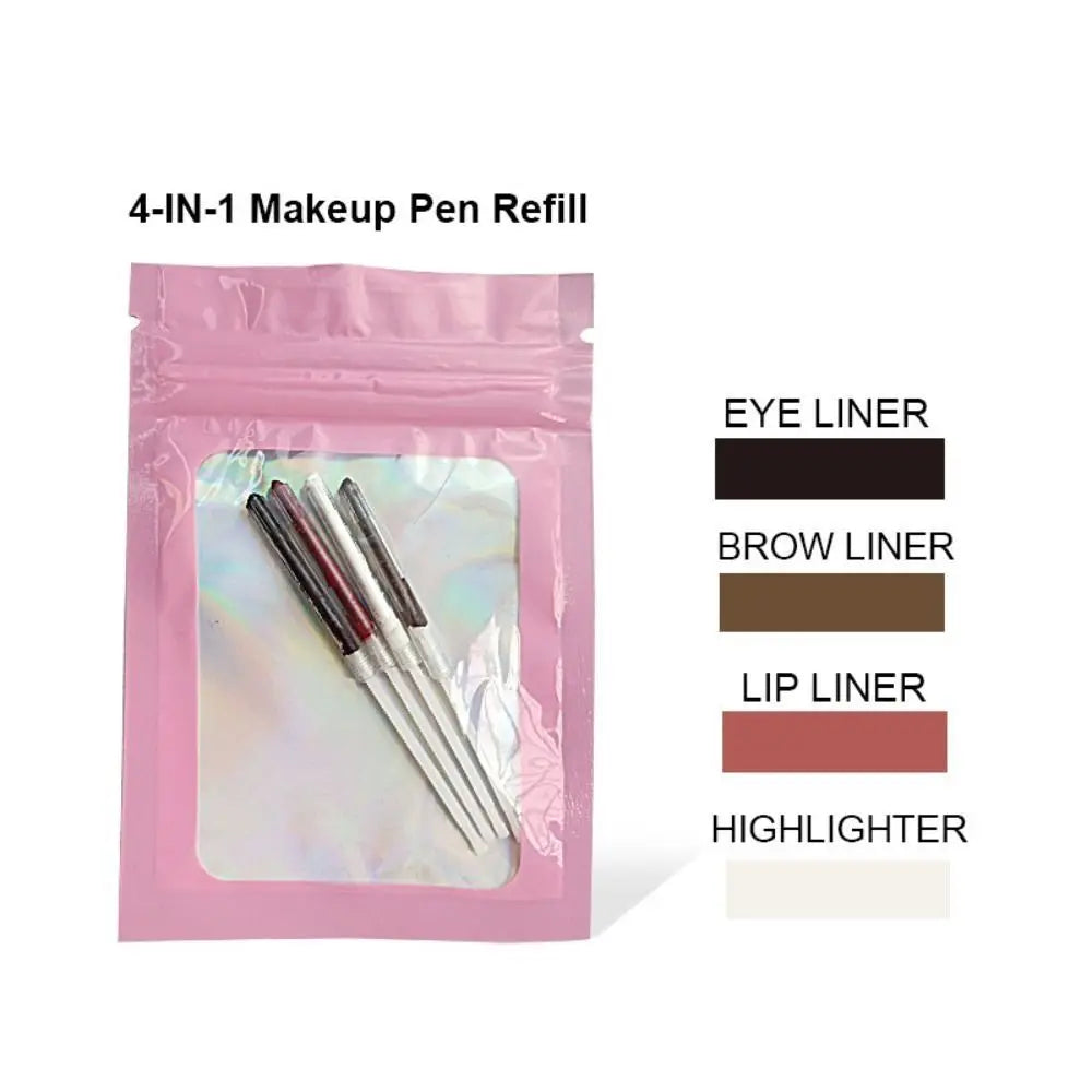 4 In 1 Makeup Pen Eyebrow Pencil Waterproof Drawing Eye Brow Long Lasting Easy Color Eyeliner Eyebrow Pen Sweatproof Makeup Pen