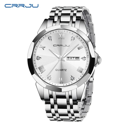 Classic Men Watches with Date,Stainless Steel Man Watch with Date, Bussiness Watches for Men,Luminous Quartz Watches Waterproof