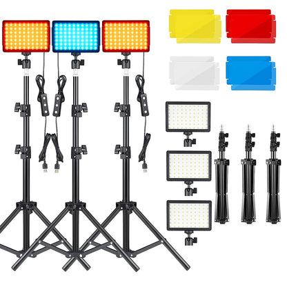 6"LED Video Light Panel 5600k Photography Lighting Photo Studio Lamp Kit For Shoot Live Streaming Youbube With Tripod RGB Filter