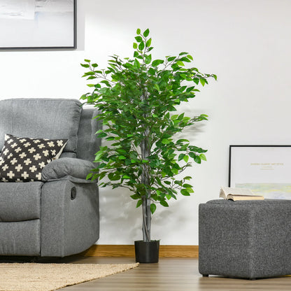 HOMCOM Artificial Ficus plant 135 cm with 756 leaves and green pot