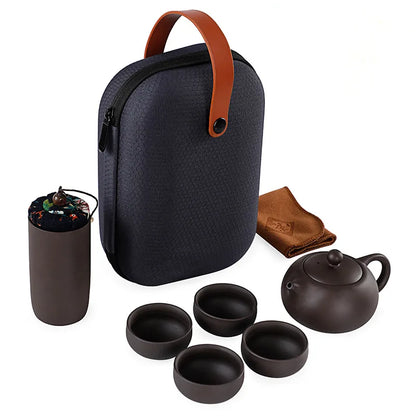 Portable Travel Kungfu Tea Set Creative Ceramic Tea Set Gift One Pot Four Cups