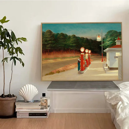 Edward Hopper Gas Station Oil Canvas Paintings Modern Posters and Prints Wall Art Pictures for Bedroom Living Room Decor Cuadros