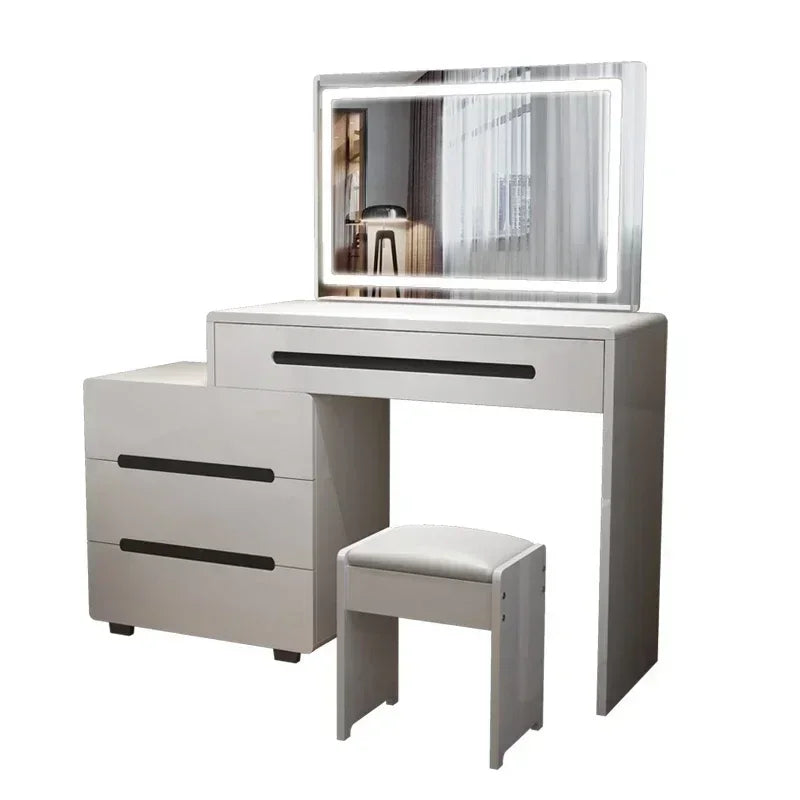 Minimalist Bedroom Vanity Table Luxury Mirror Vanity Stretchable Cabinet Dressers for Bedroom Tocador Nordic Furniture