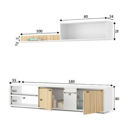 Ecco living room furniture White Artik and oak Atur 180 Cm