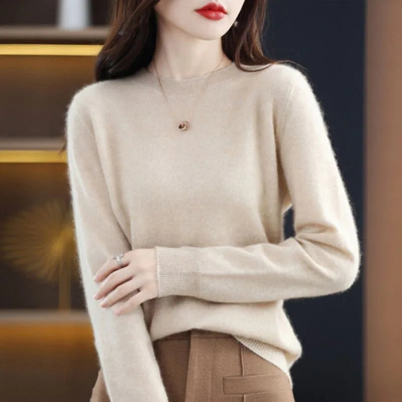 Women Sweater O-neck Autumn Winter Basic Pullover Warm Casual Pulls Jumpers Korean Long-sleeved Solid Knitwear Bottoming Shirt