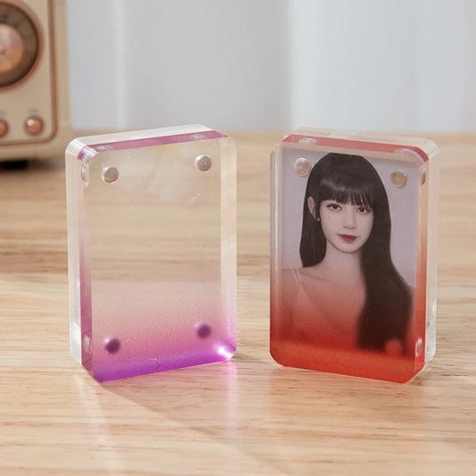 Acrylic Mini Photo Frame Kpop Photocard Holder Magnetic Idol Card Display Stand Picture Collect Book Cute Photo Protector Decor