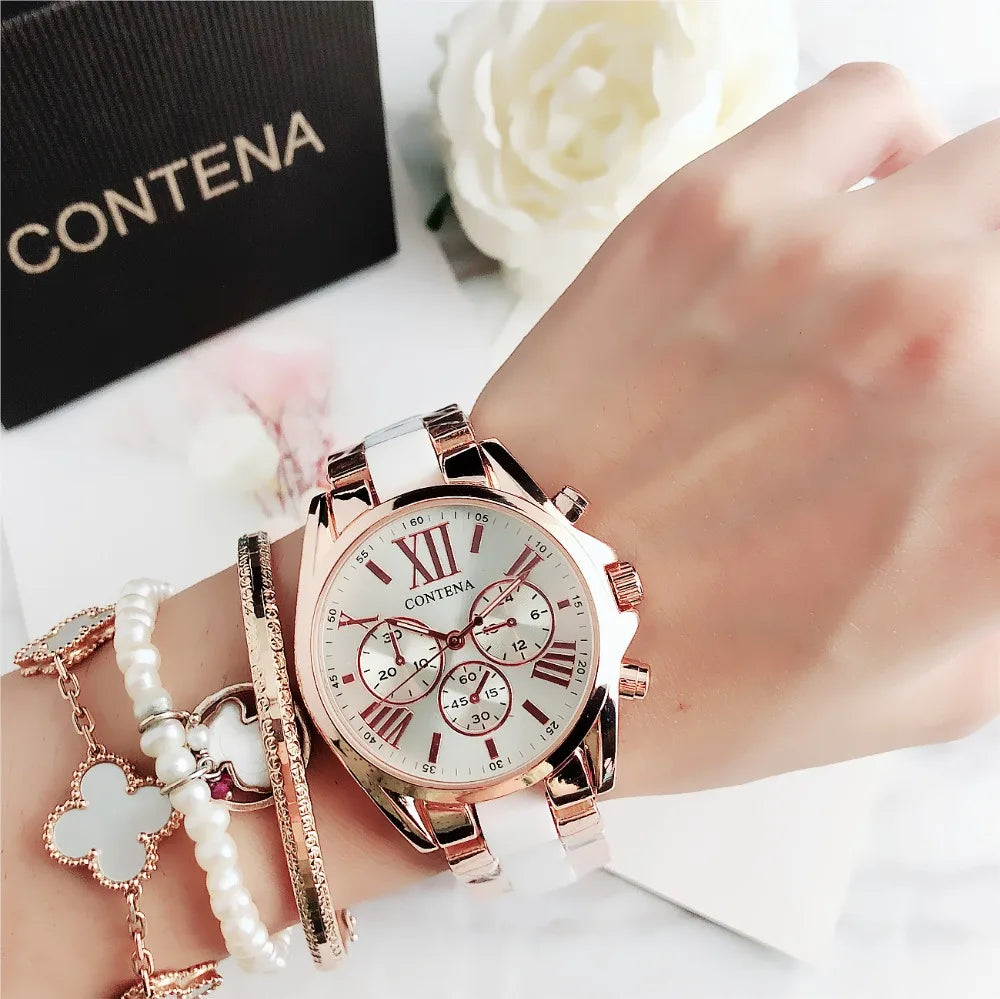 New Creative Watch Women Watches Luxury Rose Gold Quartz Ladies Watches Stainless Steel Bracelets Wristwatches Reloj Mujer