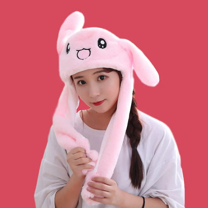 2022 New Rabbit Women's Hat Beanies Plush Can Moving Bunny Ears Hat with Earflaps Movable Ears Boys Girls Children's Animal Caps