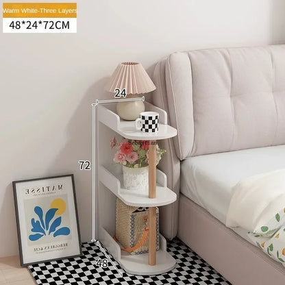 Bedside Table with Cream Style, Modern and Simple Small Bedside Shelf, Storage Cabinet, Small Coffee Table Ultra Narrow Crevice