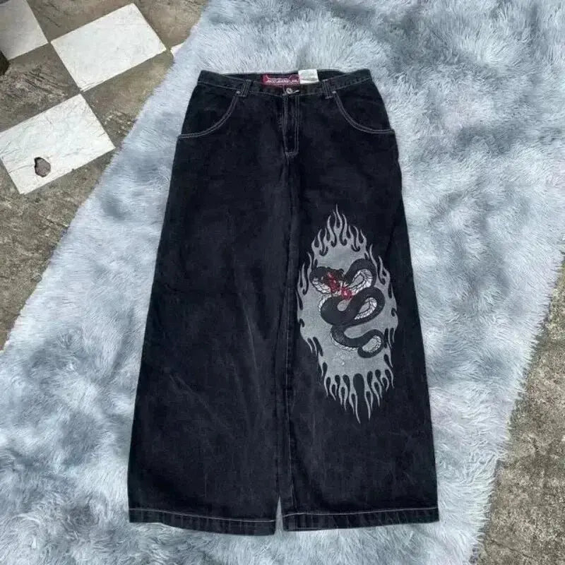 Y2K Harajuku Jeans Women American Fashion Trend Oversized Loose Hip-hop Embroidery Pattern Baggy Jeans For Men Wide Pants Street