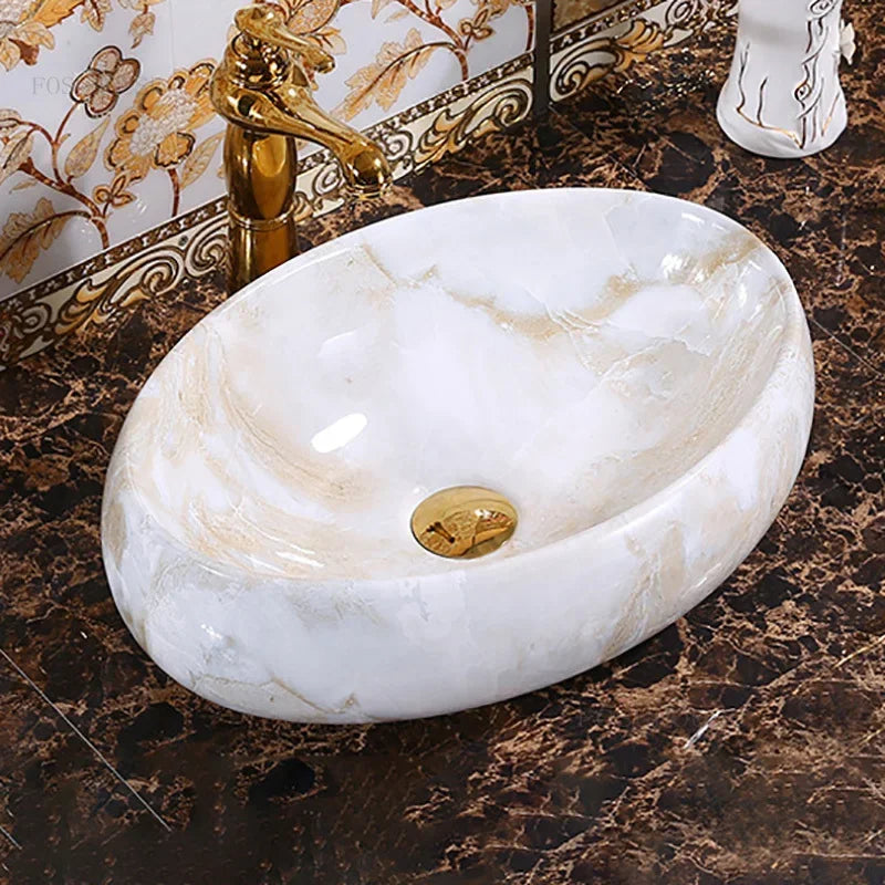 Multiple Nordic Home Bathroom Sinks Oval Ceramic bathroom fixtures Creative Art Toilet Washing Sink  Counter Basin q